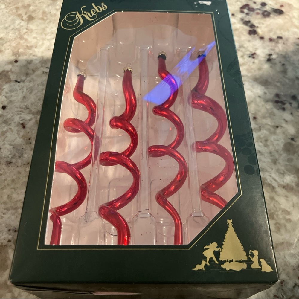 KREBS Red Glass Spiral Ornaments